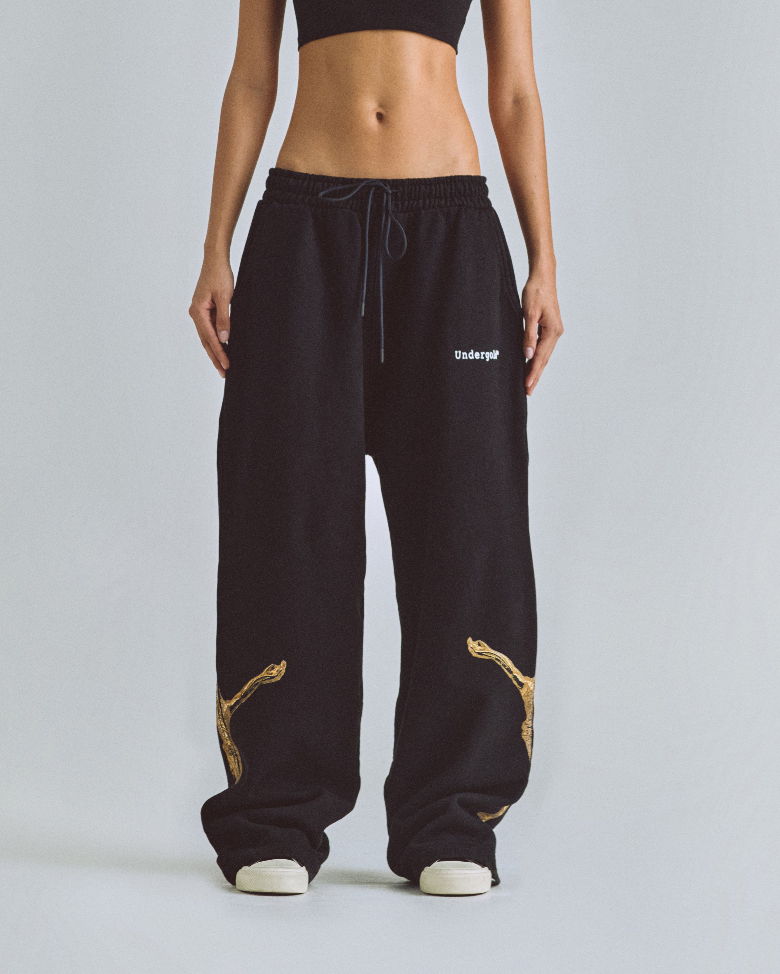THE PATH GOLDEN CHRIST STRAIGHTPANTS BLACK