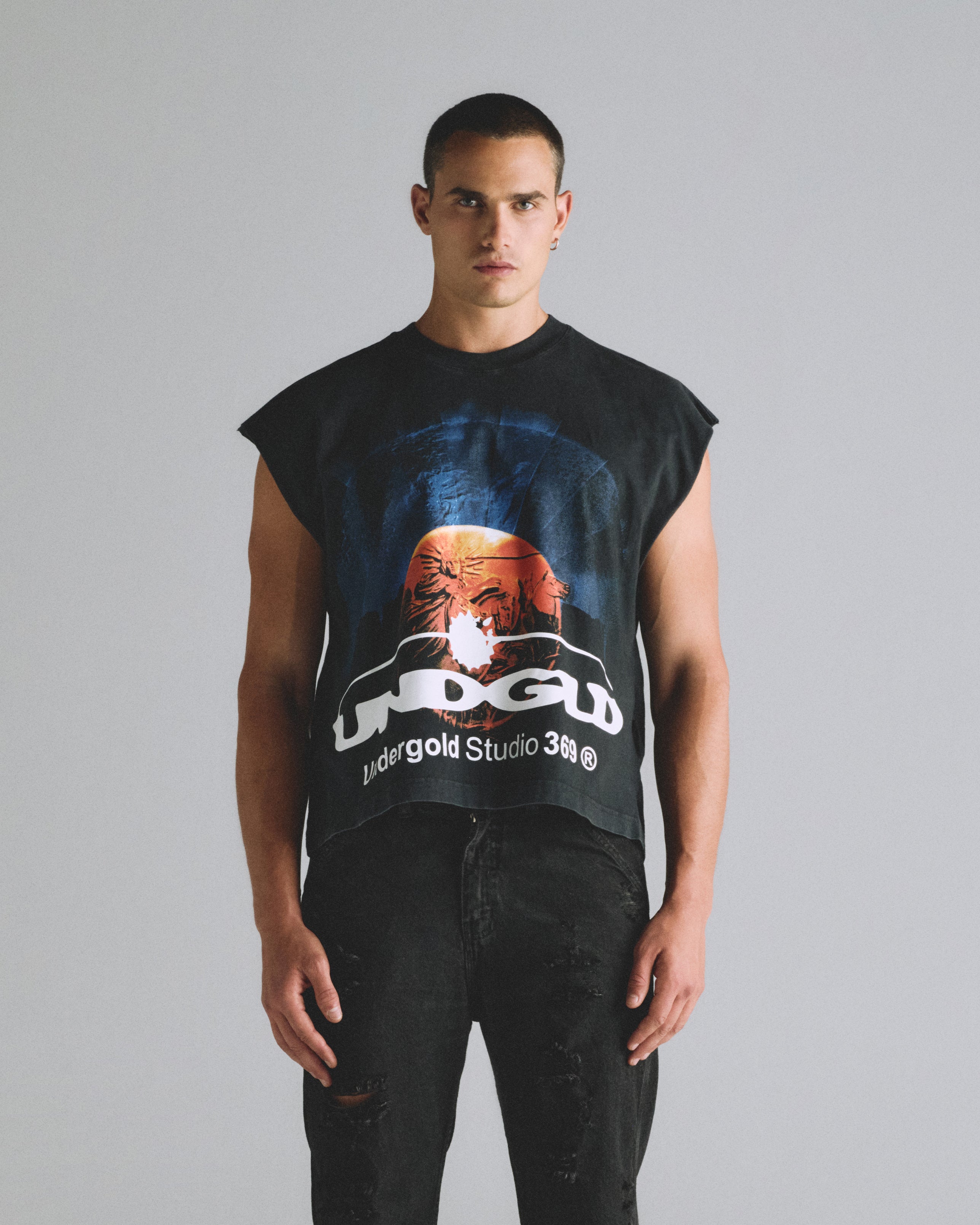 HELIOS PHASES SLEEVELESS TSHIRT VINTAGE BLACK