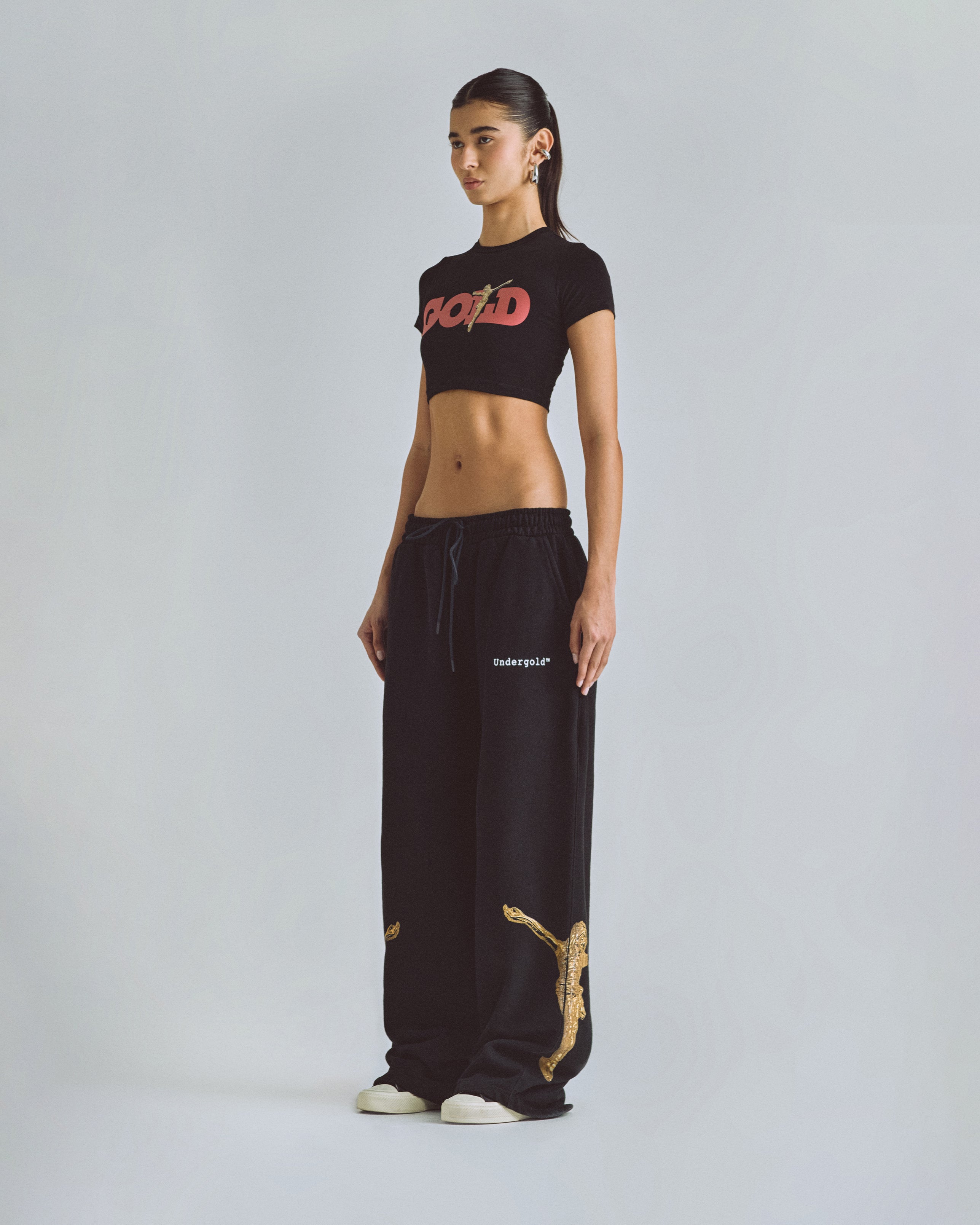 THE PATH GOLDEN CHRIST STRAIGHTPANTS BLACK