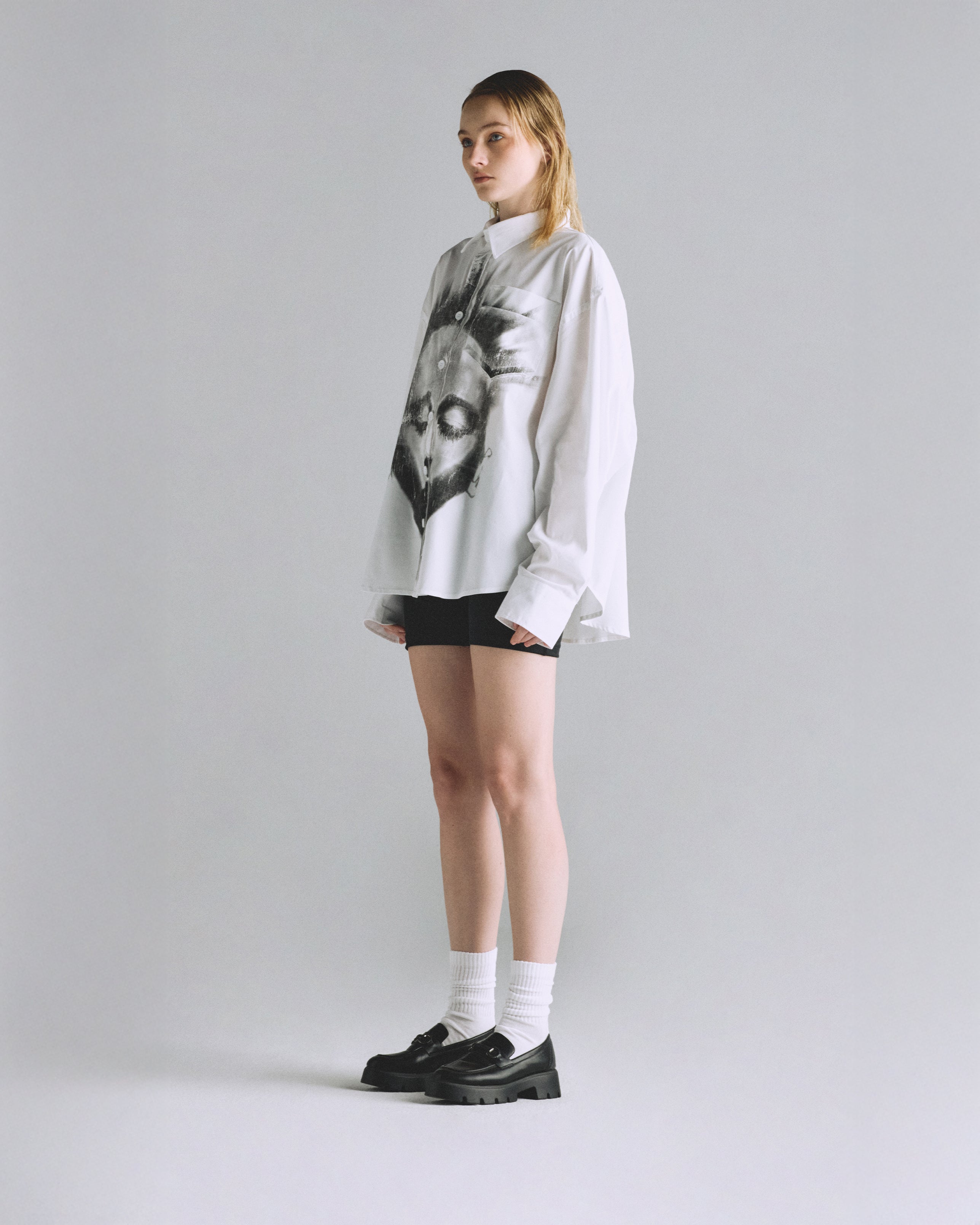 HELIOS FACE LONG SLEEVE BOXY SHIRT BONE