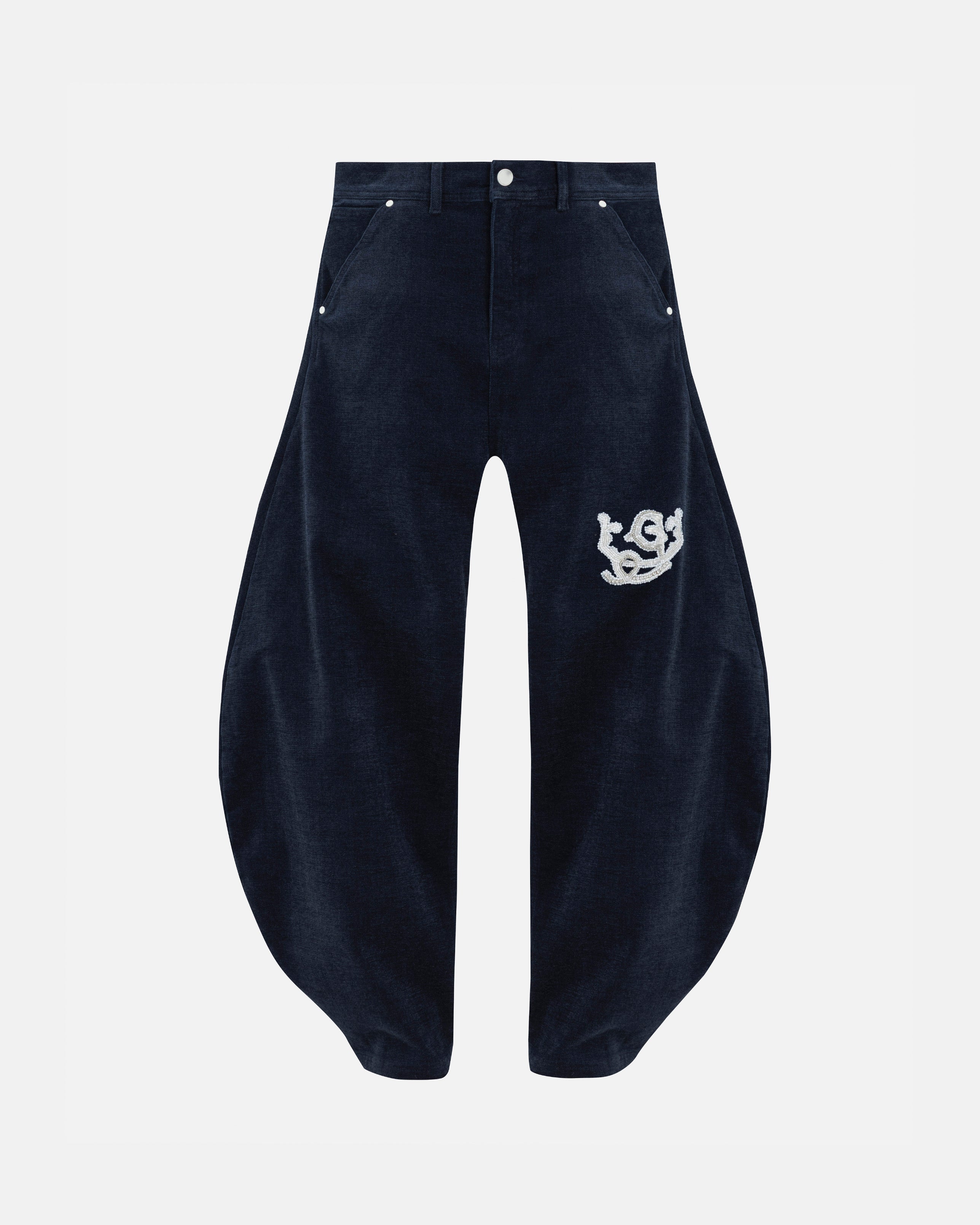 THE PATH MONOGRAM BARREL JEAN BLUE