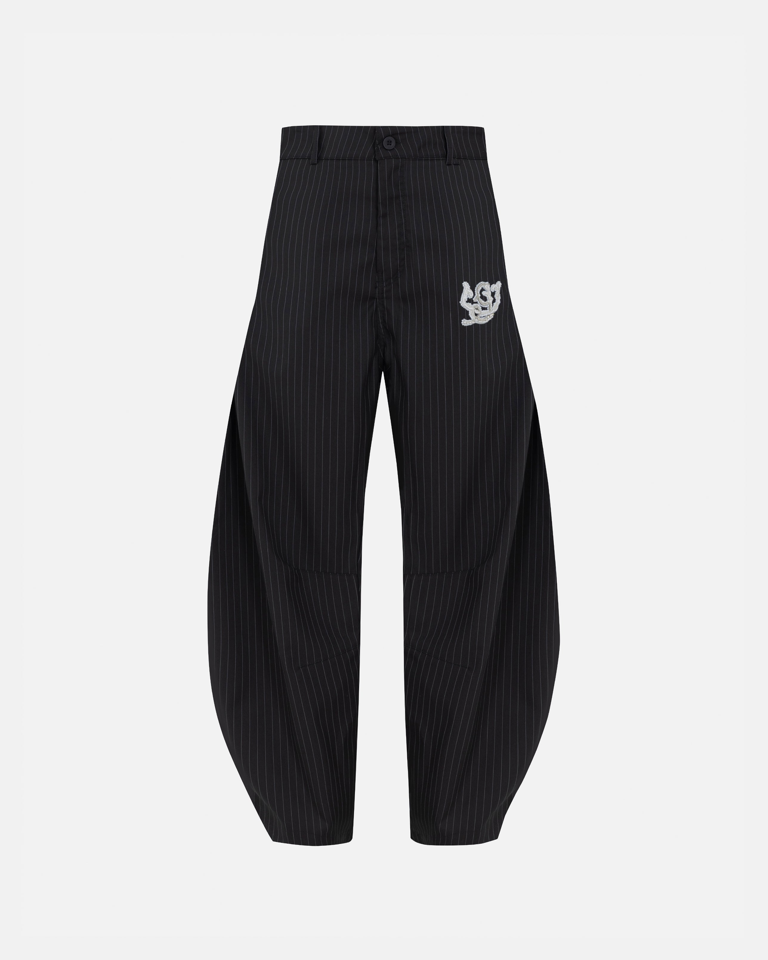 THE PATH MONOGRAM BARREL TROUSER BLACK / CHALK LINE