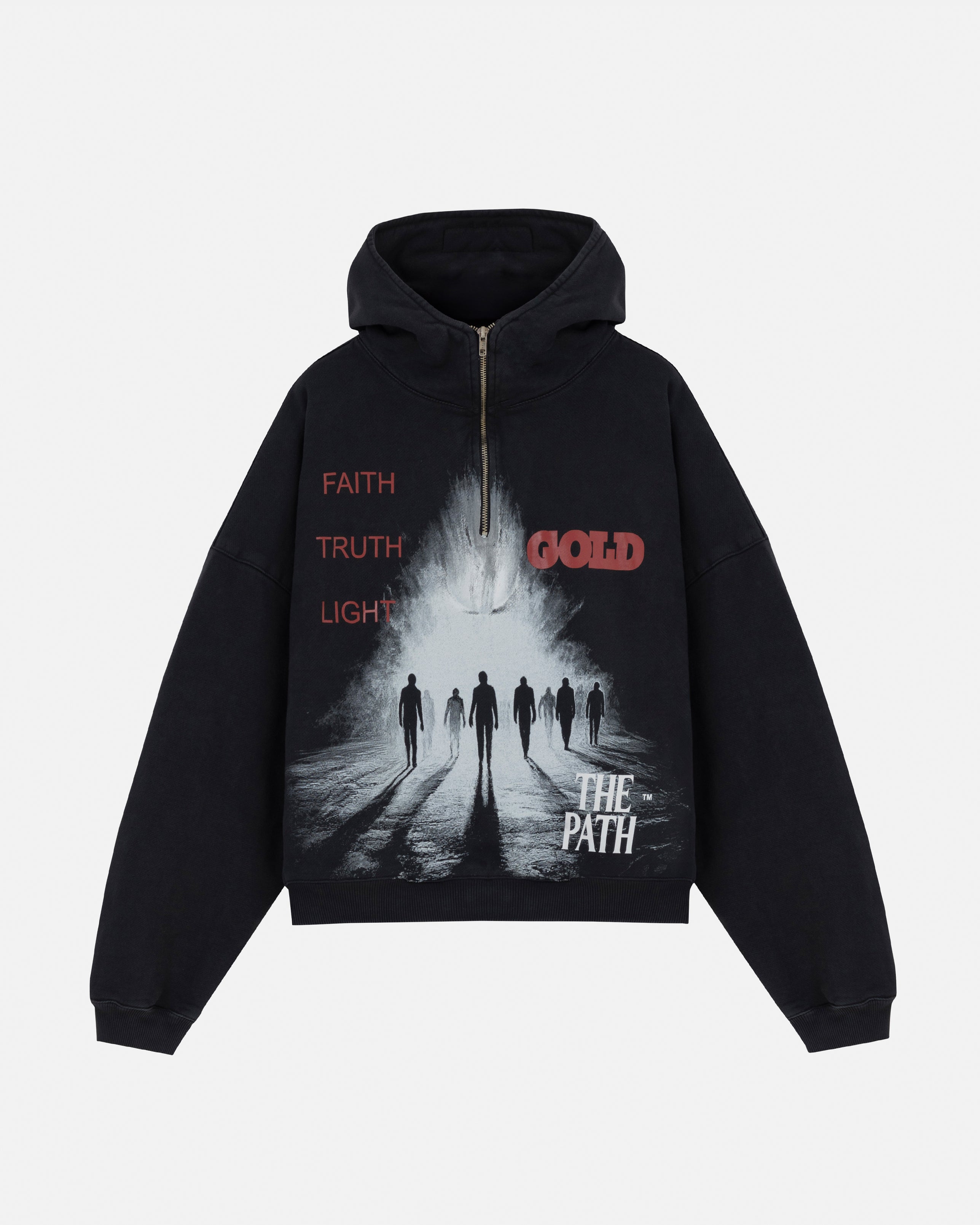 THE PATH SOULS HALF ZIP UP HOODIE VINTAGE BLACK