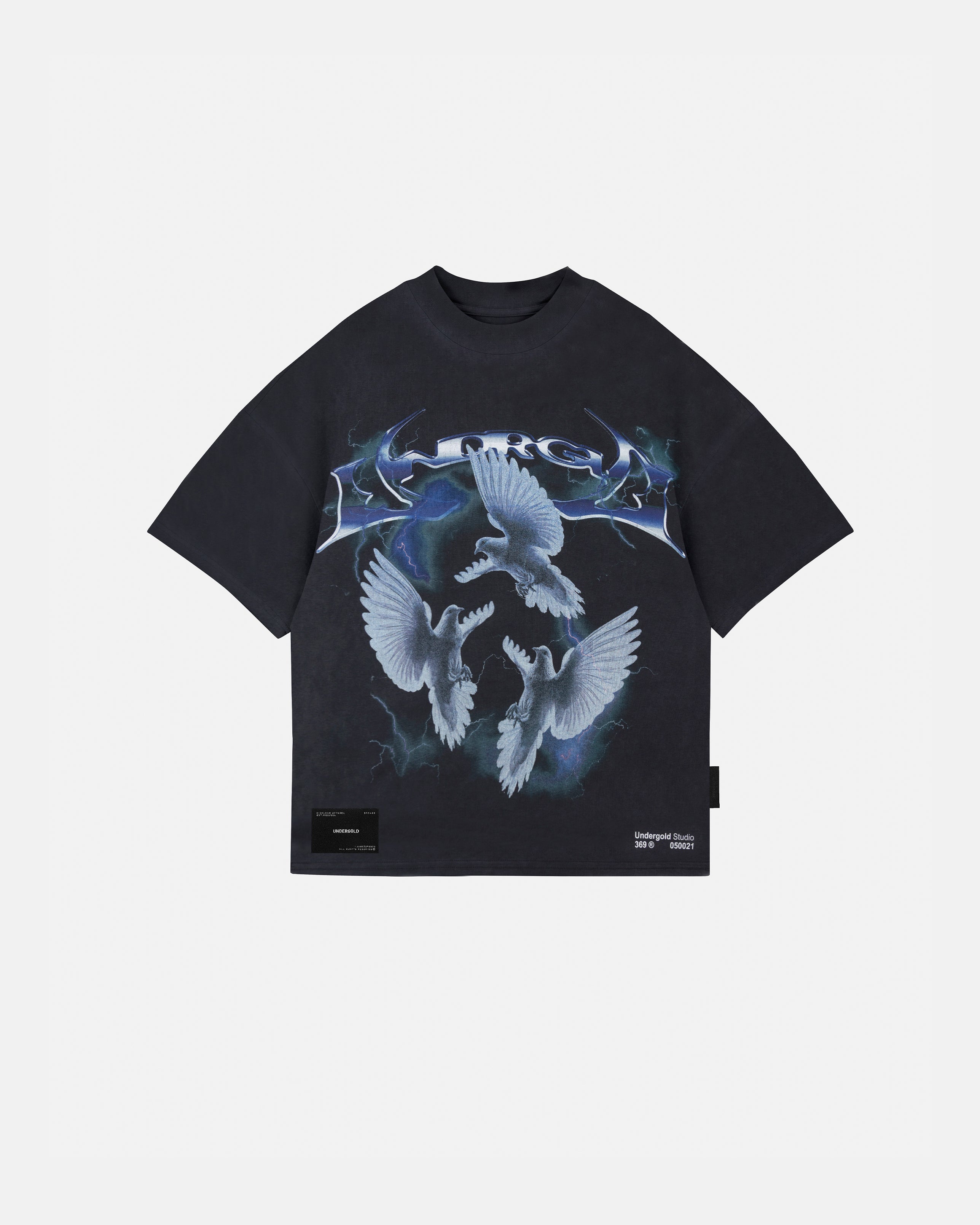 THUNDER RIDER PIGEONS BOXY FIT TSHIRT VINTAGE BLACK