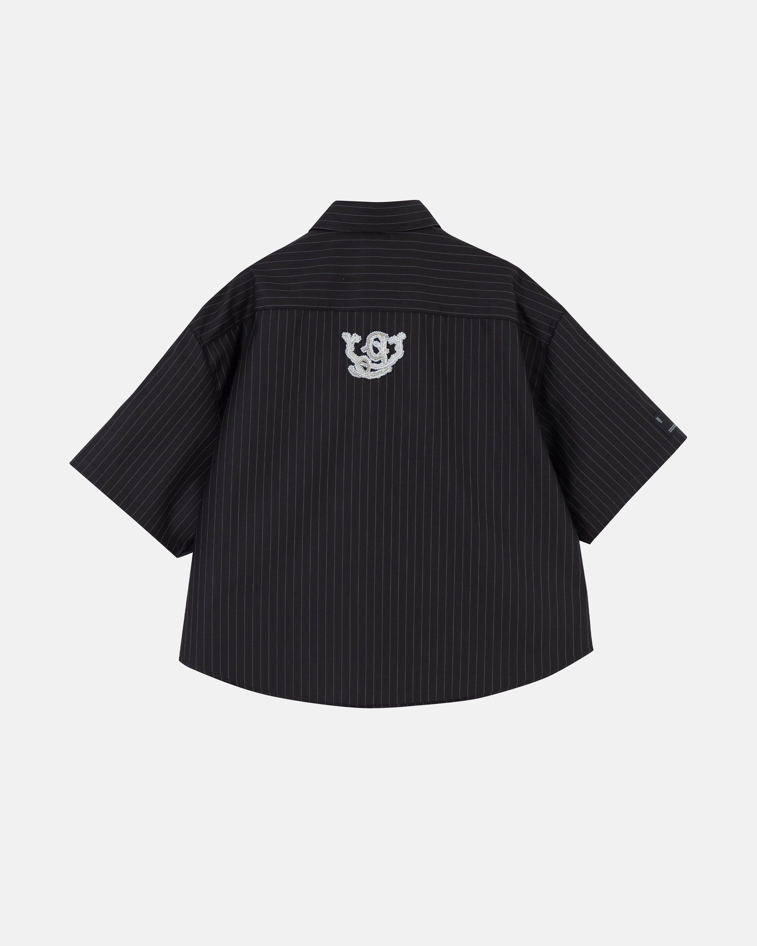 THE PATH MONOGRAM BOXY FIT SHIRT BLACK / CHALK LINE