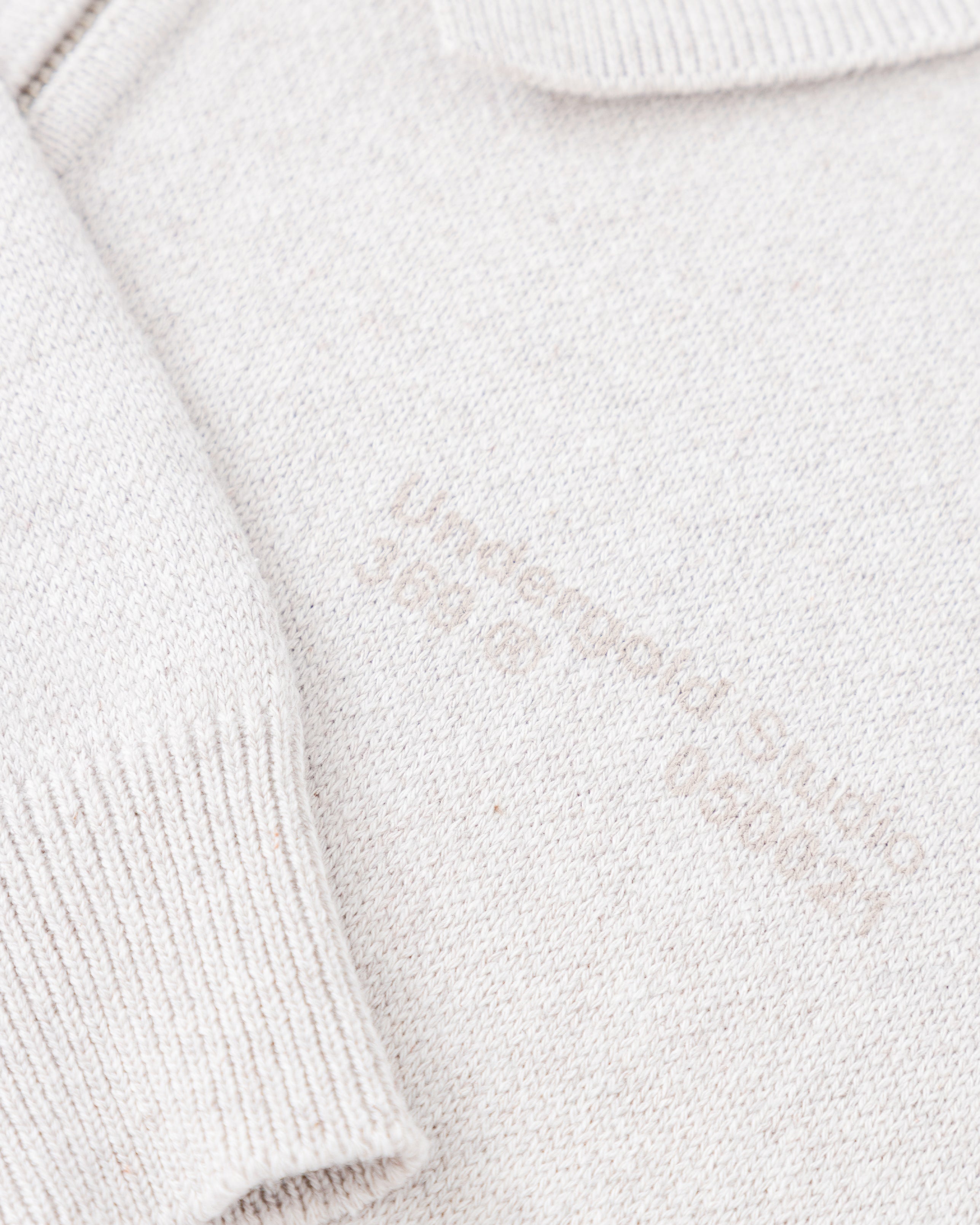 BASICS KNIT ZIP UP LONG SLEEVE POLO SHIRT SEED GRAY