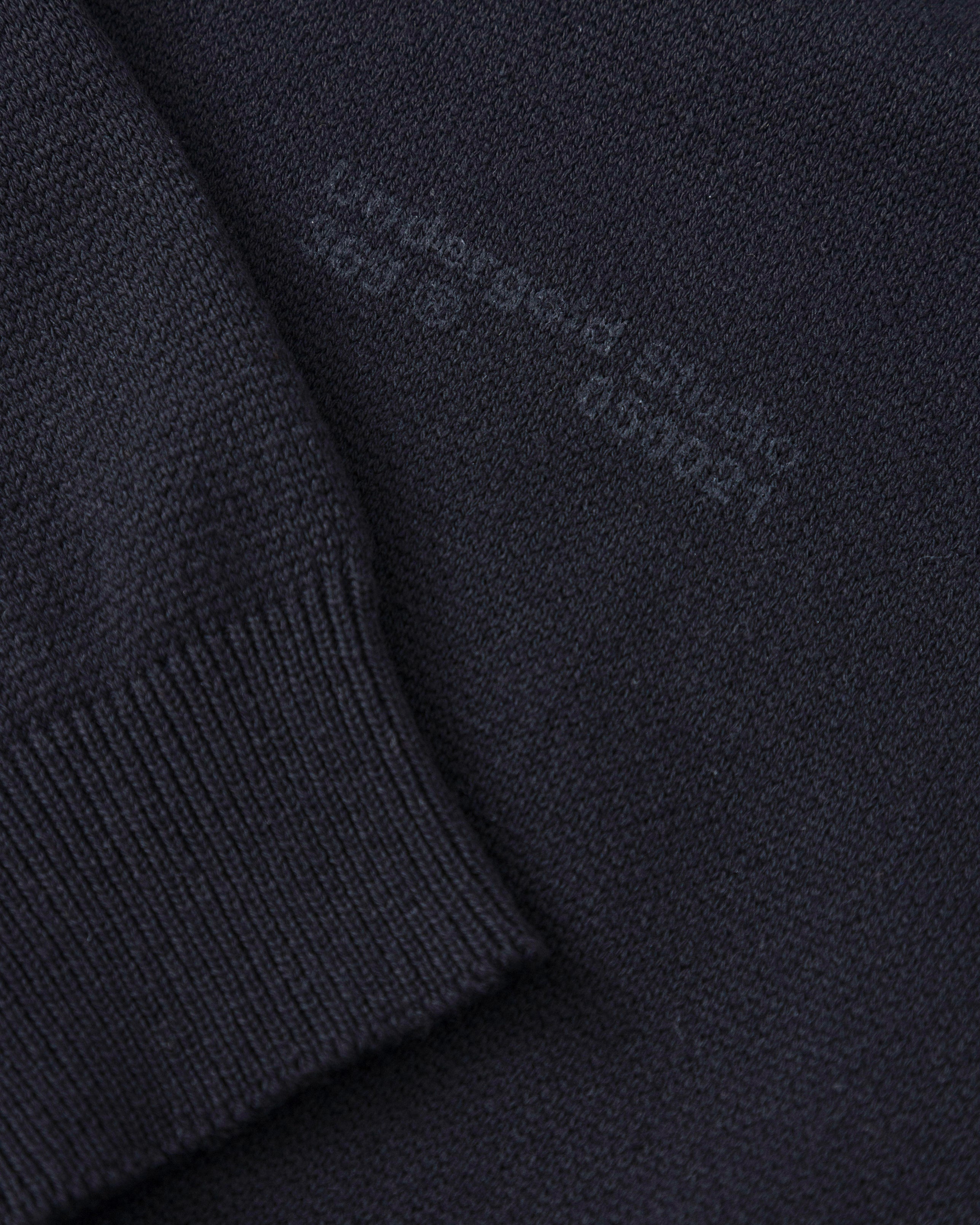 BASICS KNIT ZIP UP LONG SLEEVE POLO SHIRT BLACK