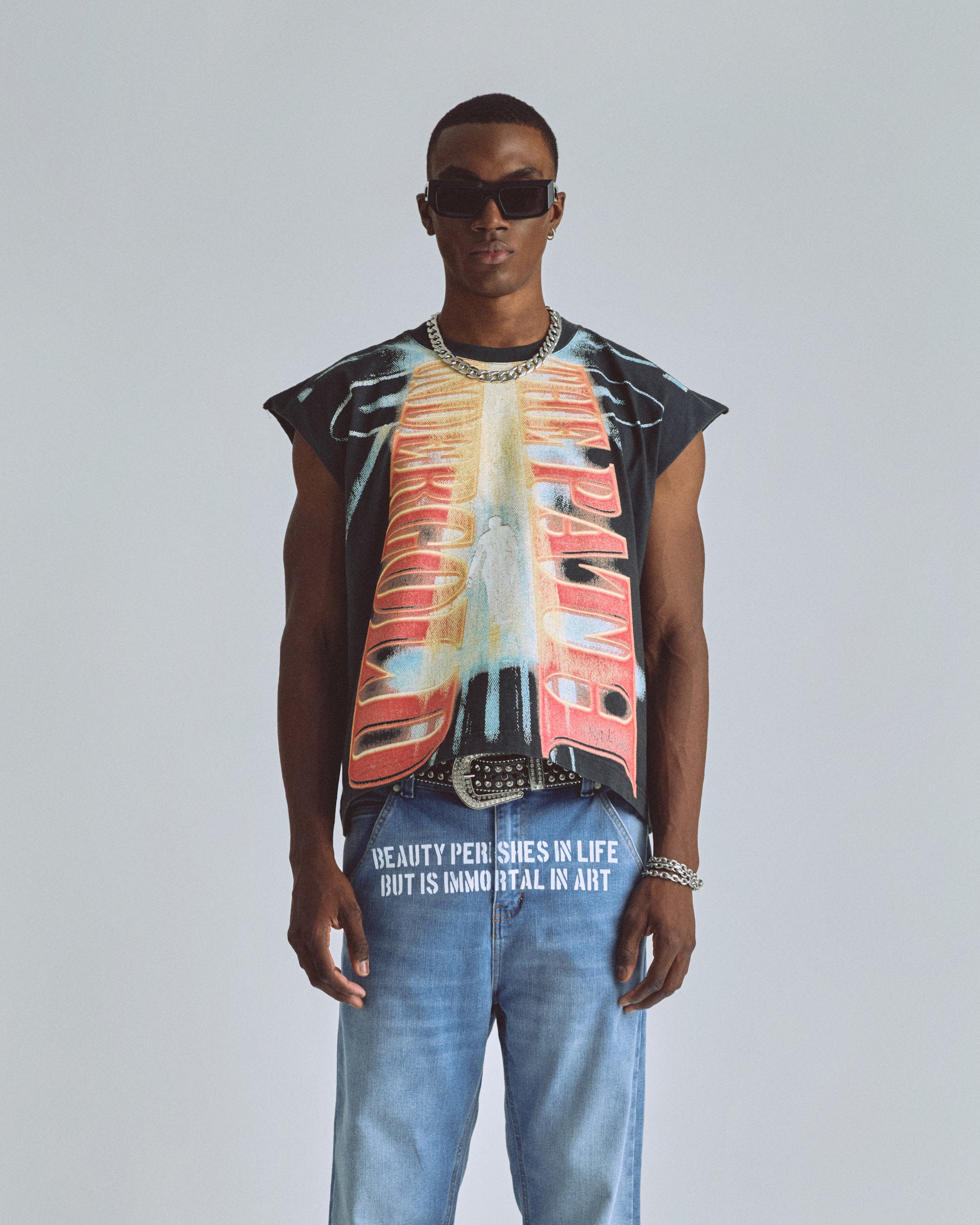 THE PATH PASSAGE SLEEVELESS TSHIRT VINTAGE BLACK