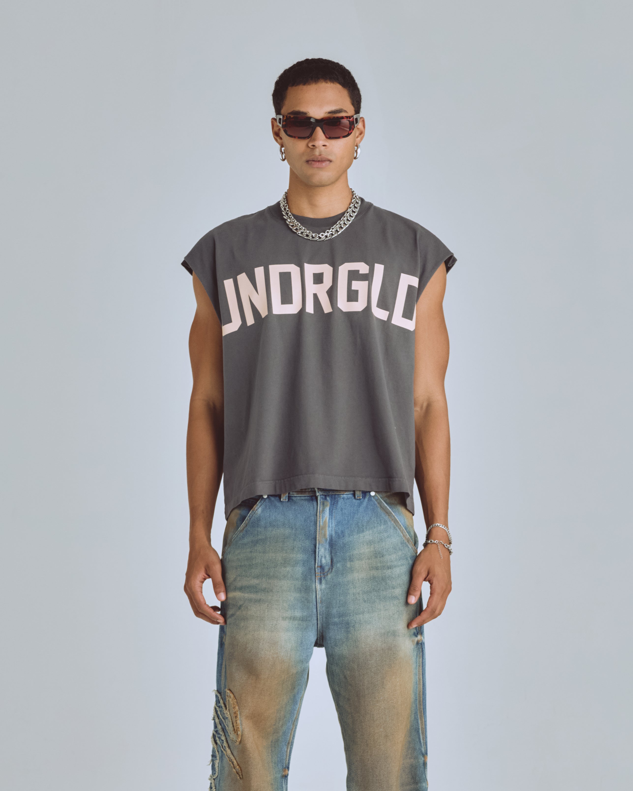 AGNUS DEI UNDRGLD SLEEVELESS TSHIRT VINTAGE GRAY