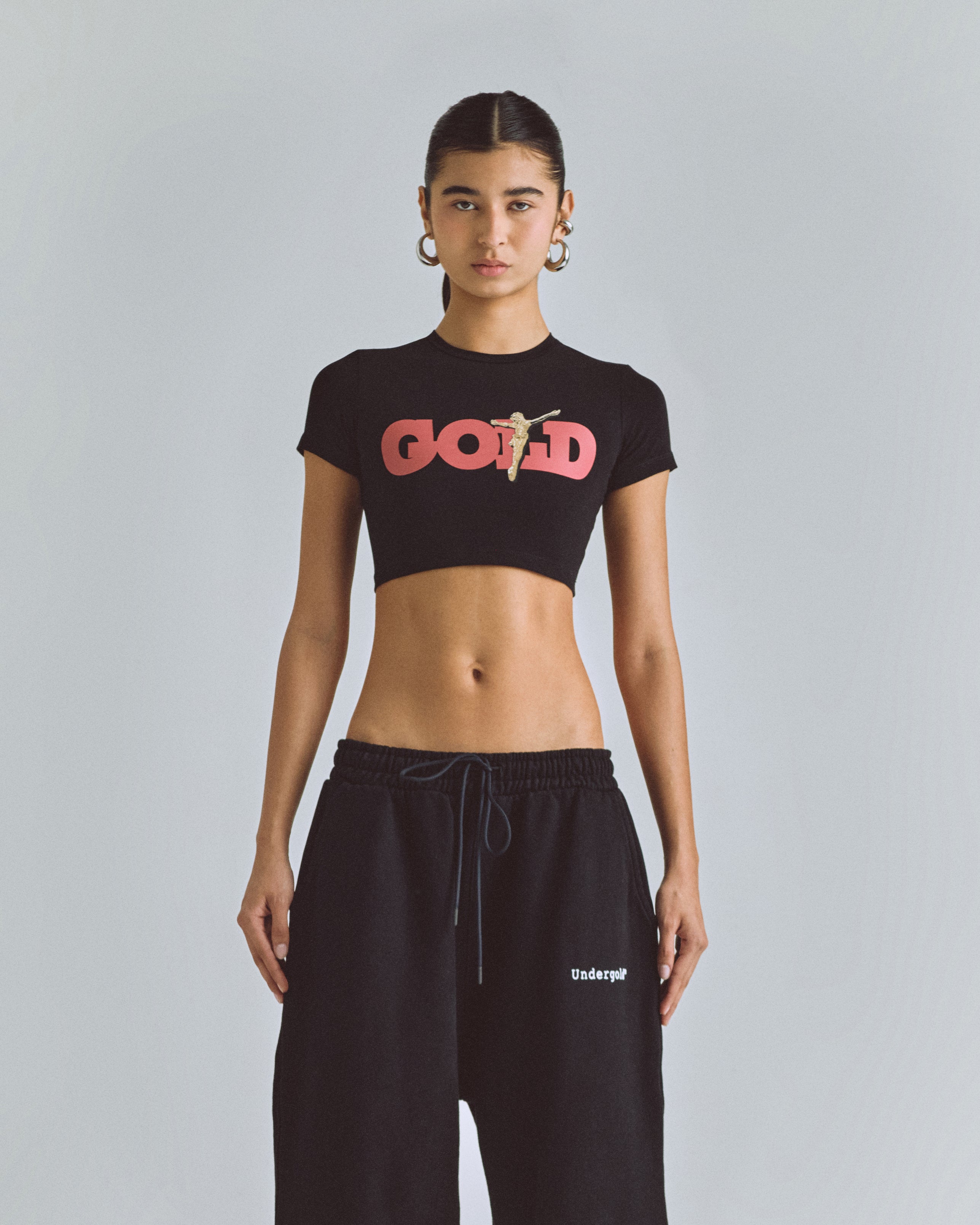 THE PATH GOLDEN CHRIST BABY TEE BLACK