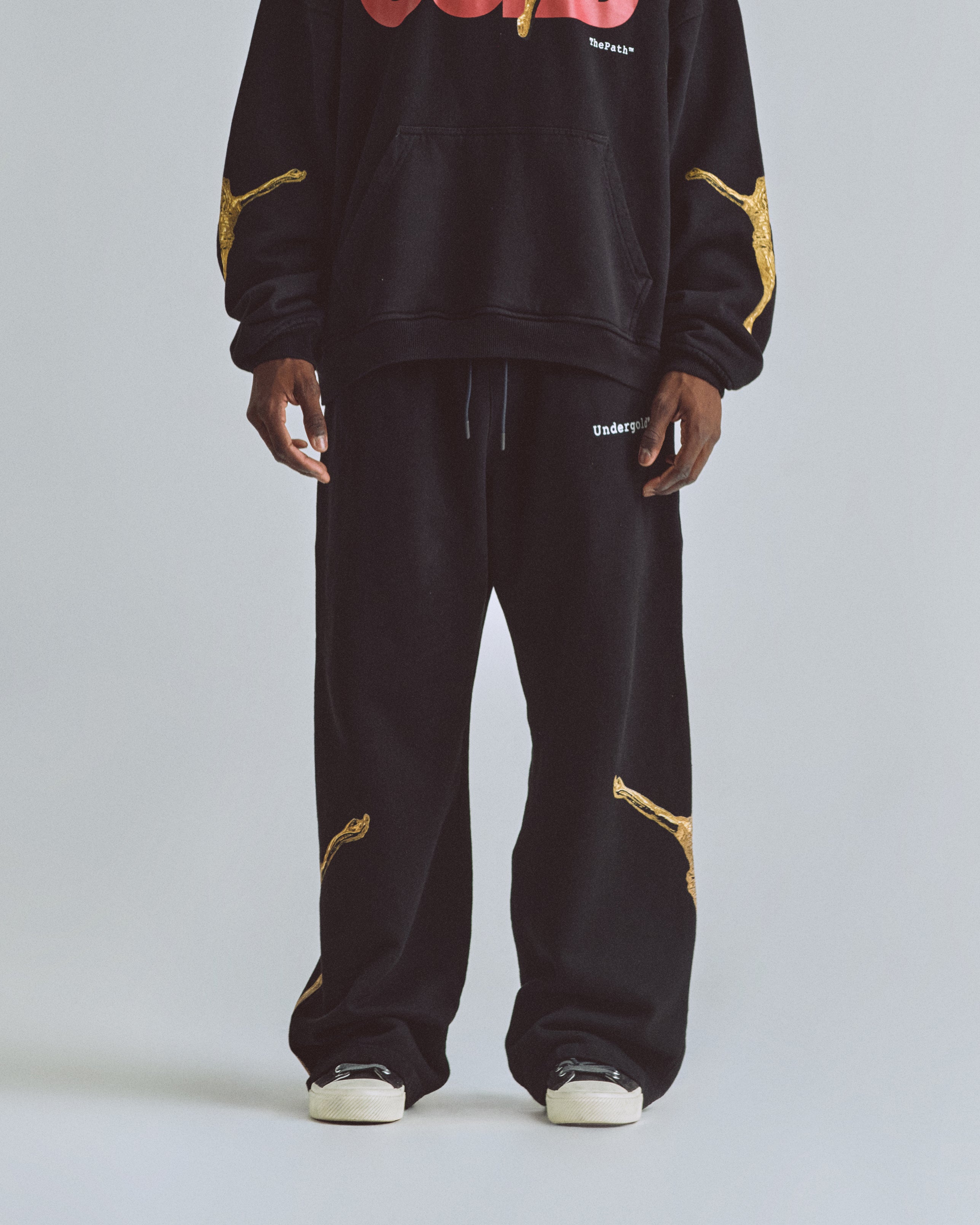 THE PATH GOLDEN CHRIST STRAIGHTPANTS BLACK