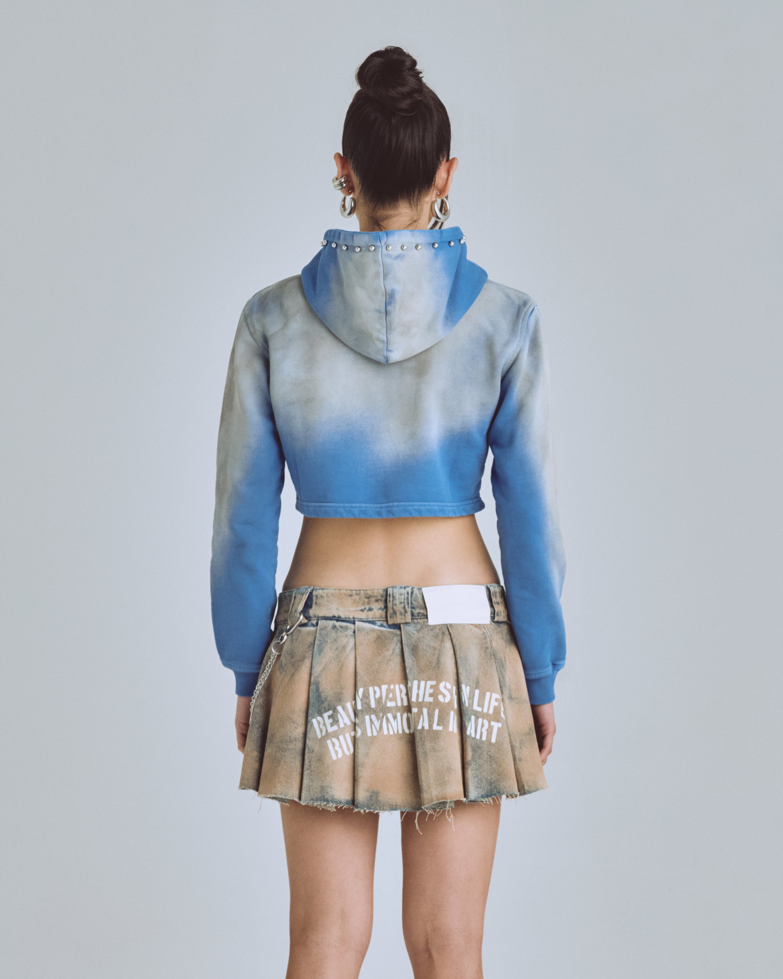 W AGNUS DEI FUTURE HEAVENS SLIM FIT HOODIE STORM BLUE