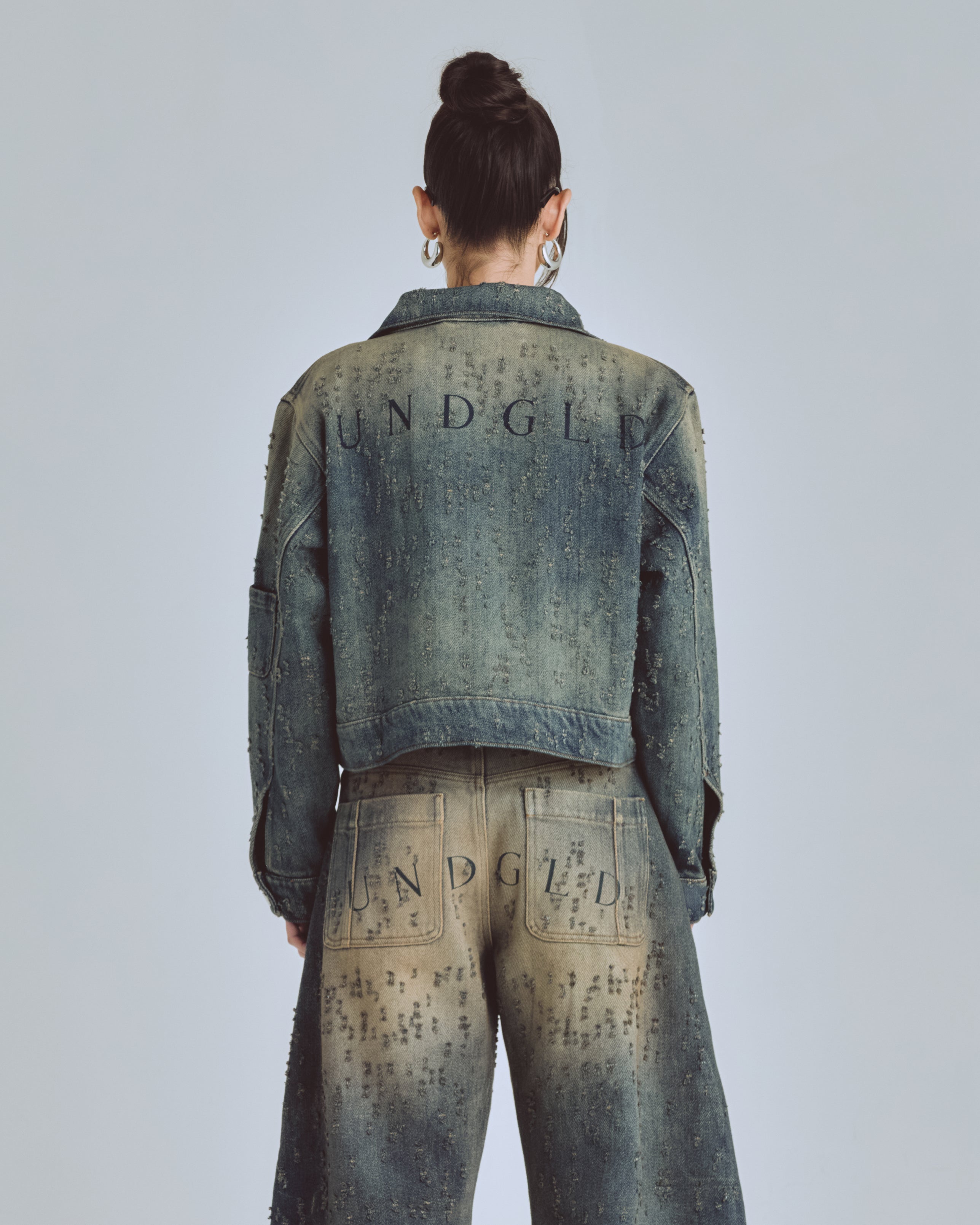 W AGNUS DEI UNDRGLD RIPPED JACKET DIRTY BLUE
