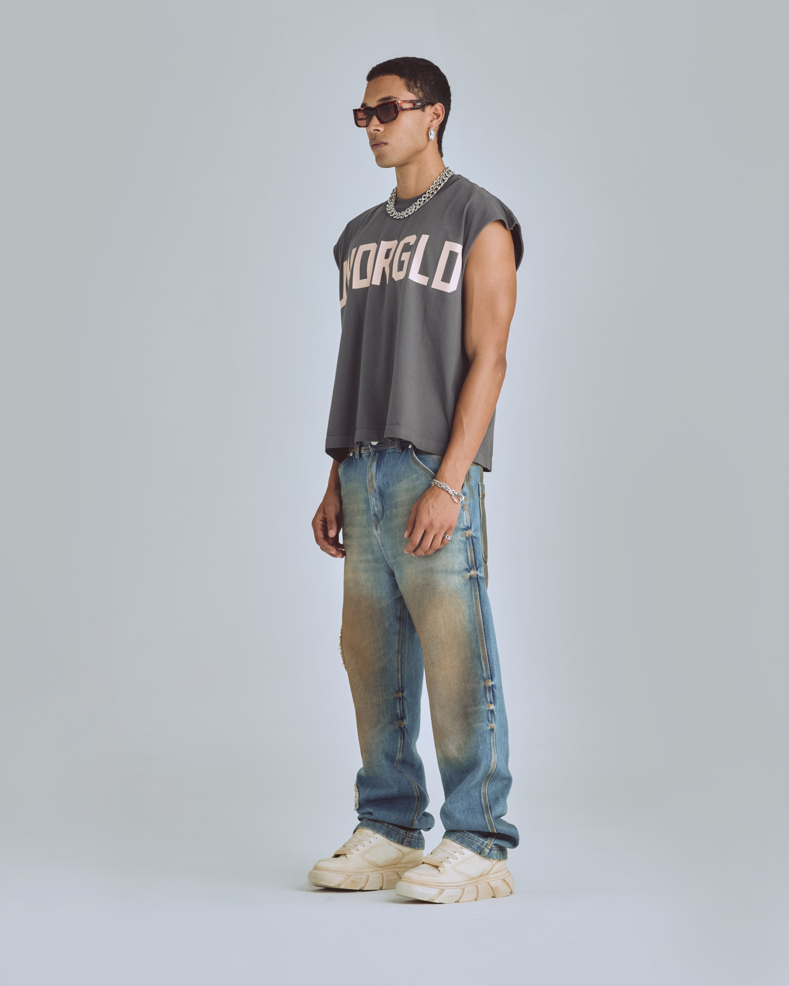 AGNUS DEI UNDRGLD SLEEVELESS TSHIRT VINTAGE GRAY