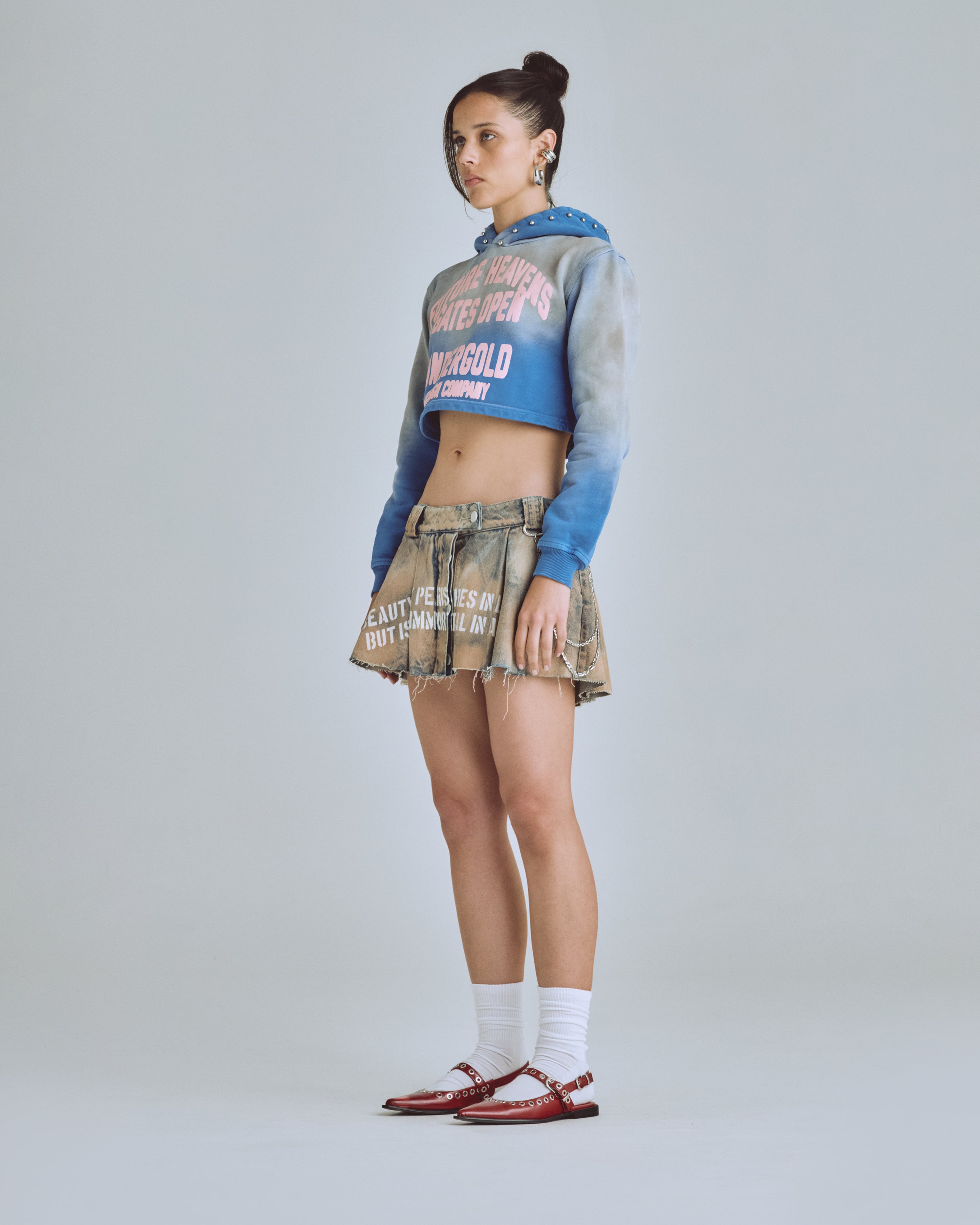 W AGNUS DEI FUTURE HEAVENS SLIM FIT HOODIE STORM BLUE