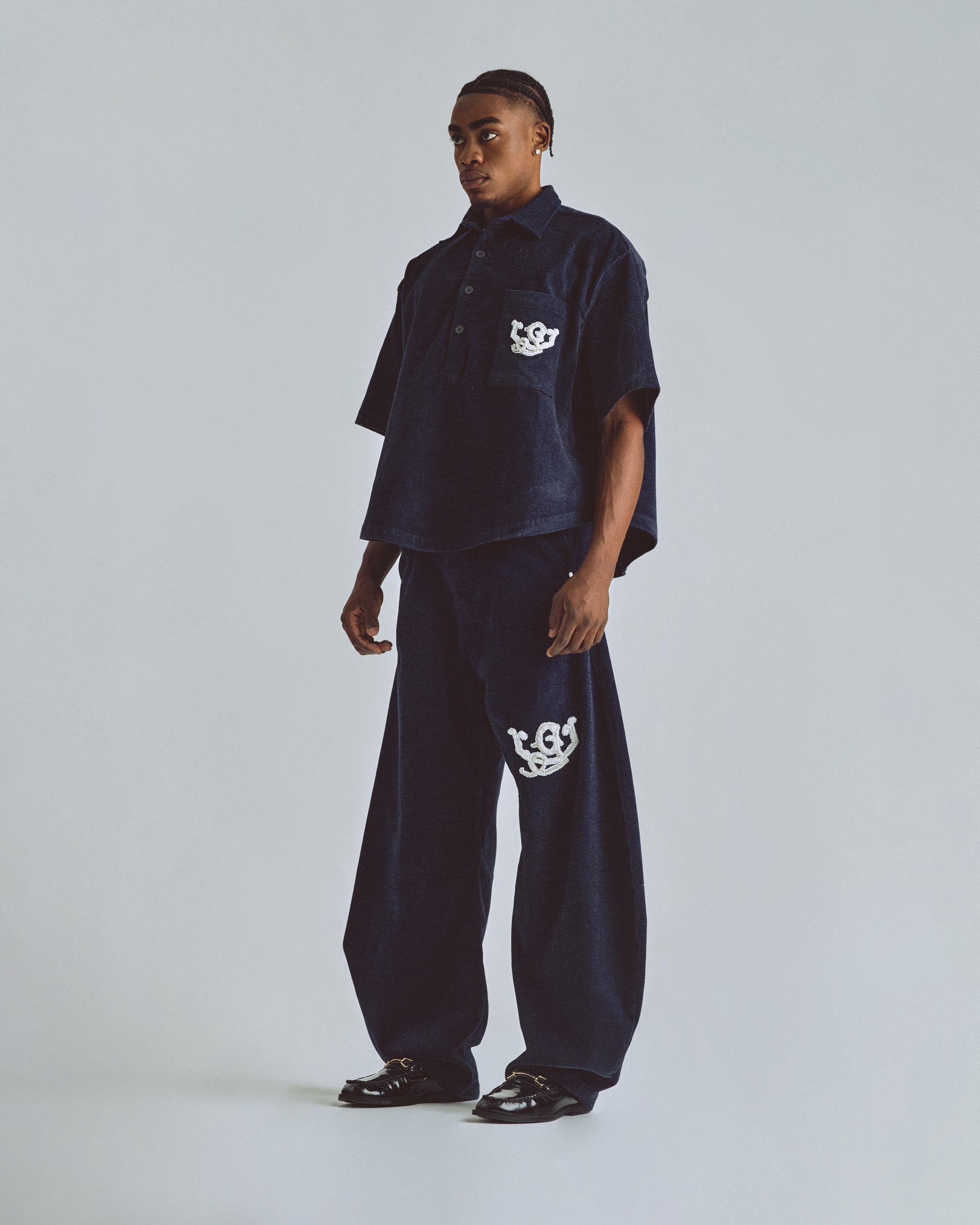 THE PATH MONOGRAM BARREL JEAN BLUE