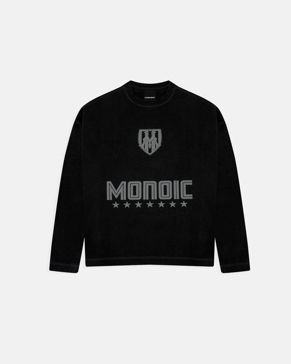 MONOIC - Camiseta Oversized Shield Waffle Long Sleeve - Negro (Exclusive)