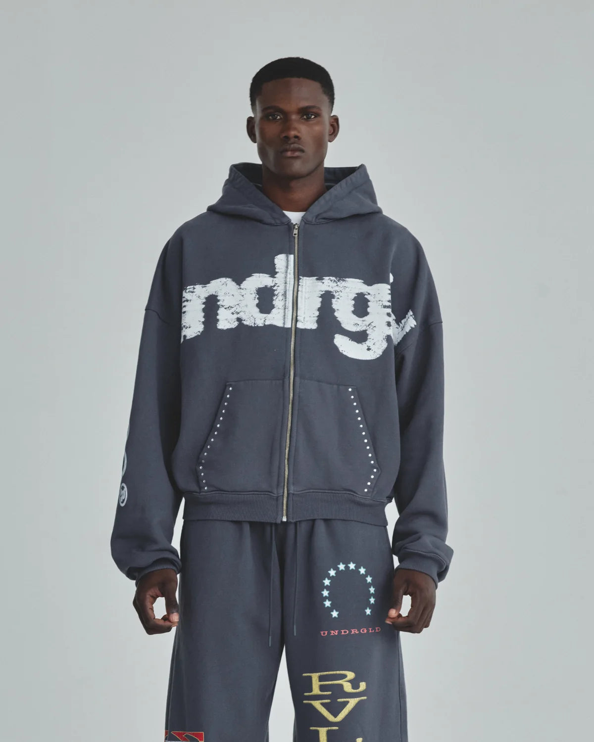 Undergold Revelation Zip Up Boxy Fit Hoodie Vintage Gray, buzo de hombre, foto 2