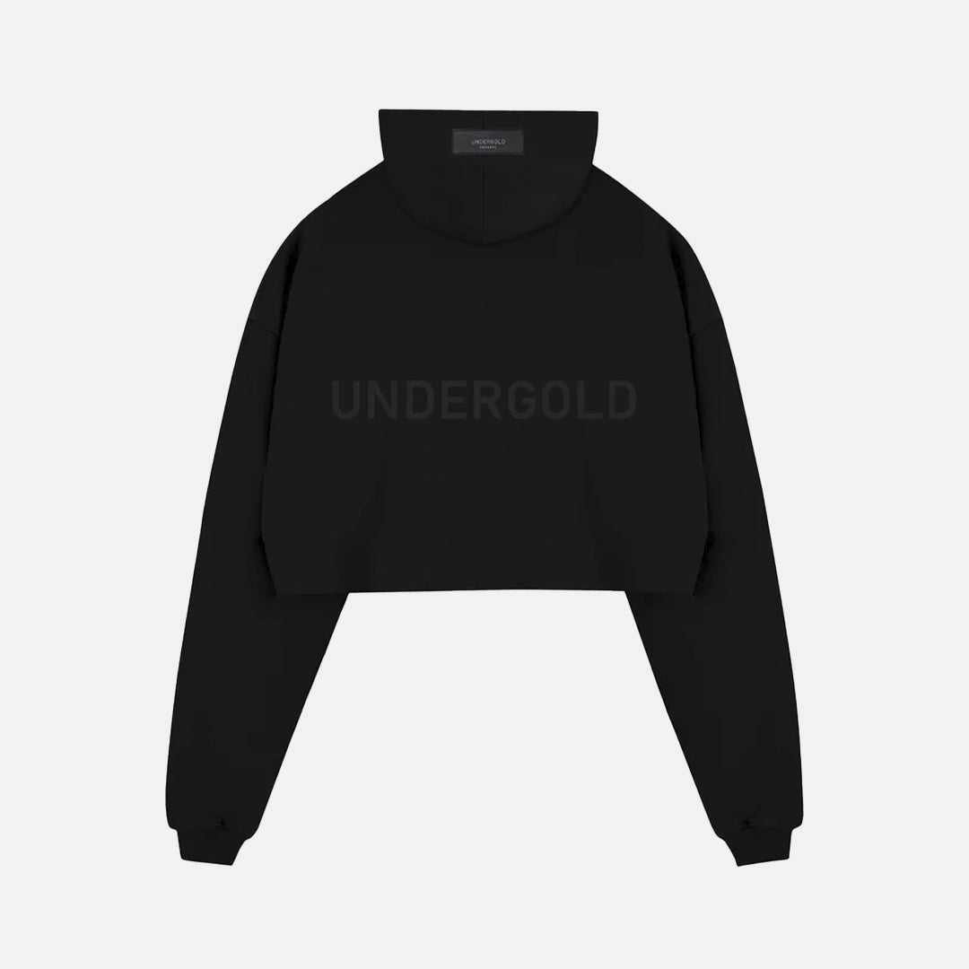 UNDERGOLD LINE LOGO CROPPED HOODIE BLACK