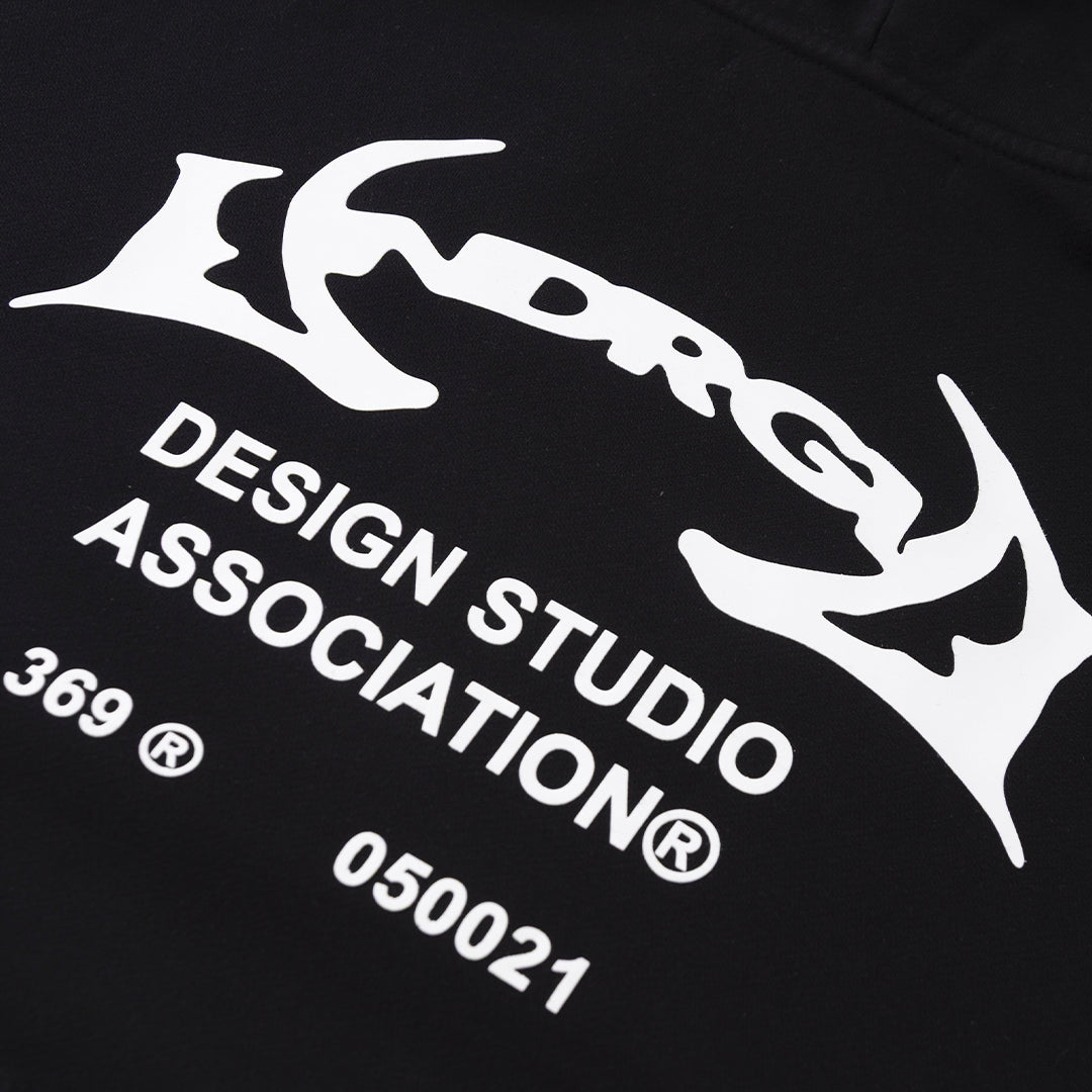 THUNDER RIDER BASIC CROPPED HOODIE BLACK