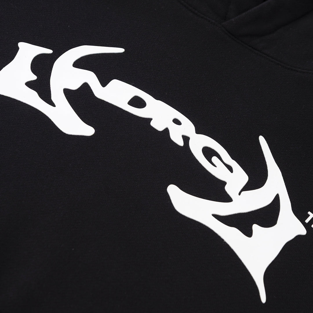 THUNDER RIDER BASIC CROPPED HOODIE BLACK