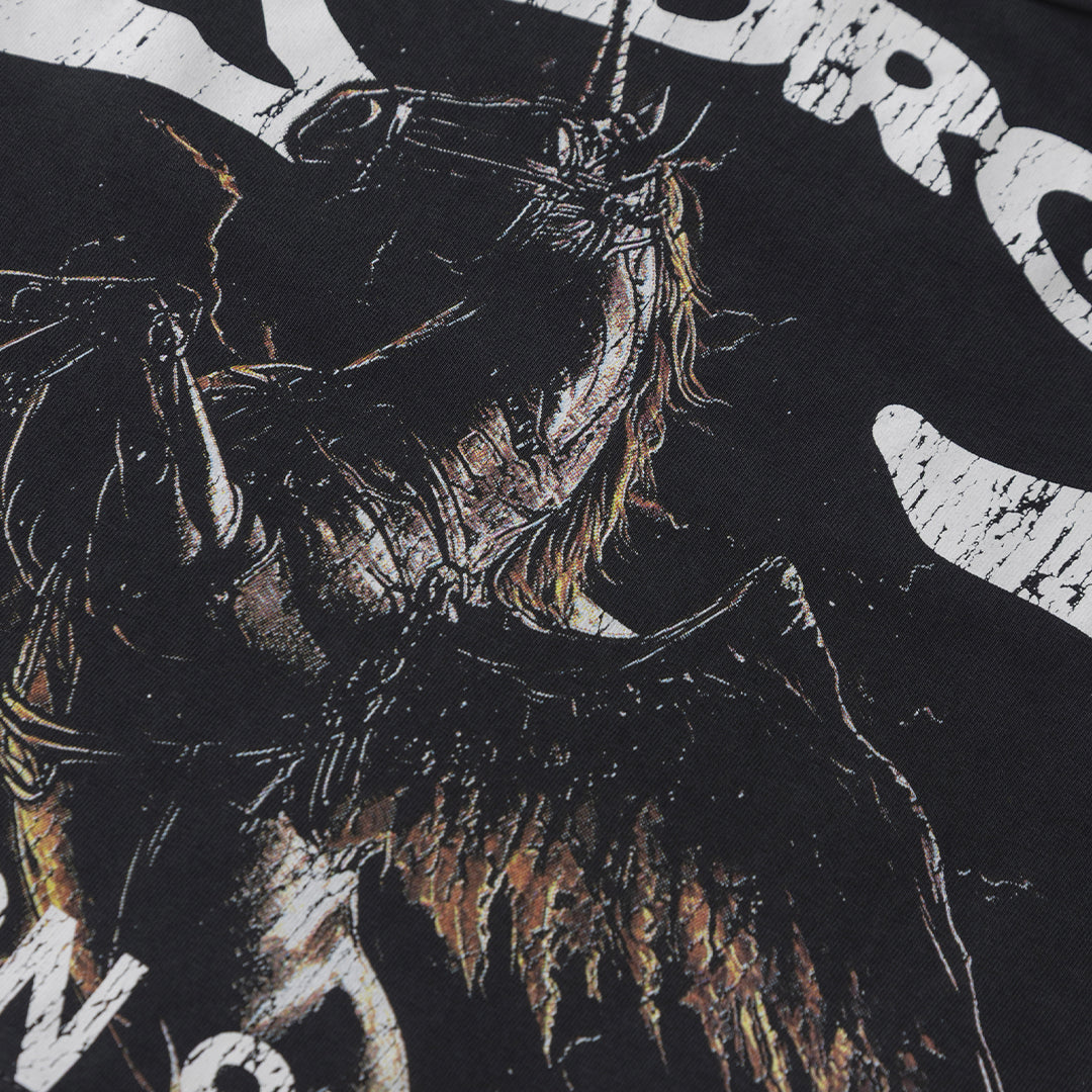THUNDER RIDER PEGASUS BABY TEE VINTAGE BLACK