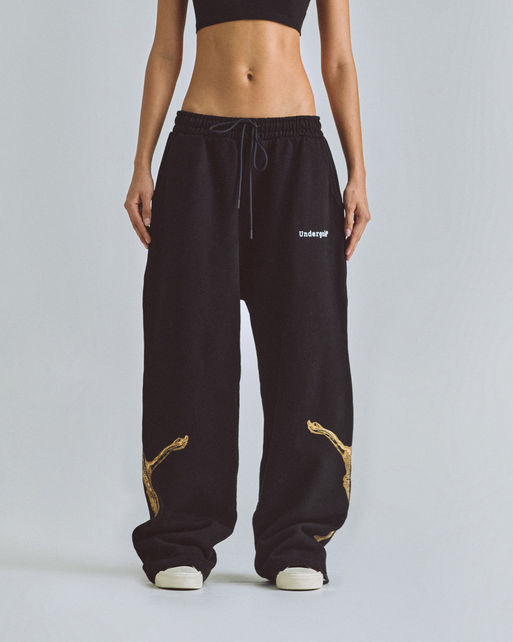 THE PATH GOLDEN CHRIST STRAIGHTPANTS BLACK