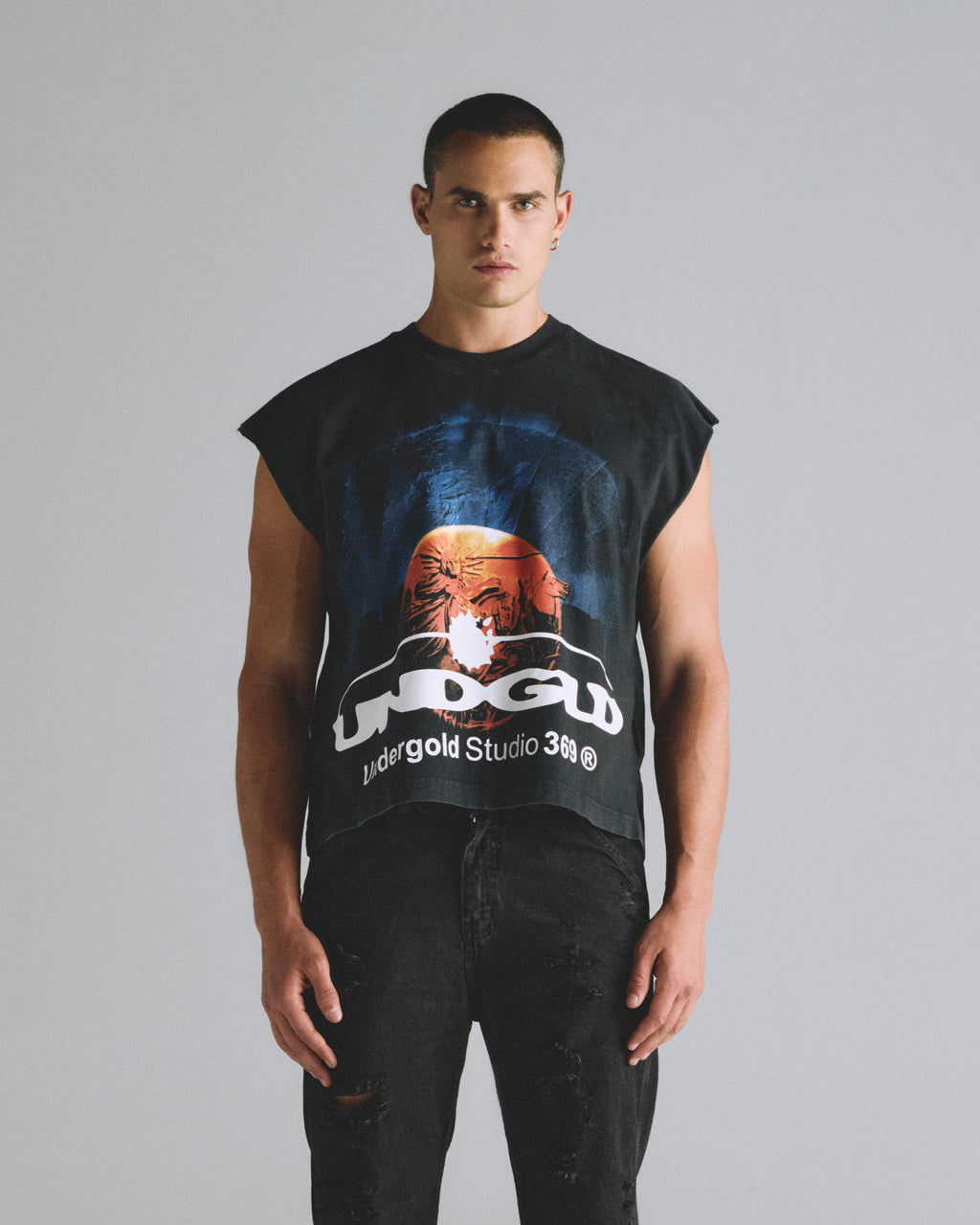 HELIOS PHASES SLEEVELESS TSHIRT VINTAGE BLACK
