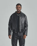 Undergold Spring Worn Logo Biker Jacket Black