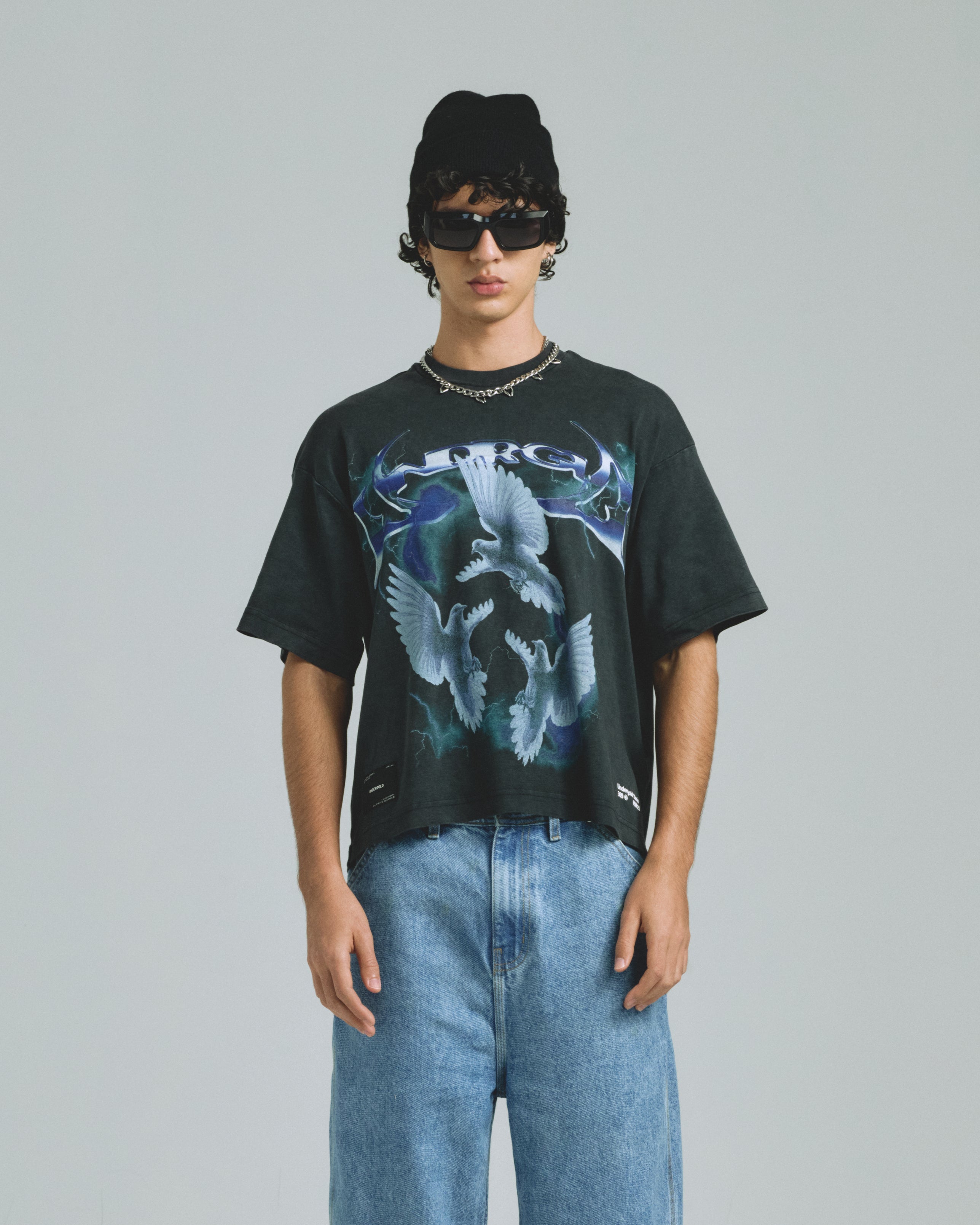 UNDERGOLD THUNDER RIDER PIGEONS BOXY FIT TSHIRT VINTAGE BLACK