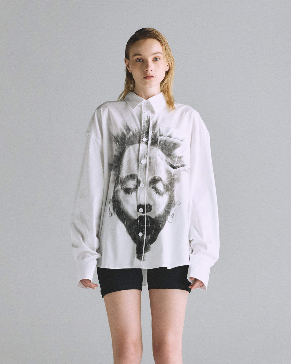 HELIOS FACE LONG SLEEVE BOXY SHIRT BONE