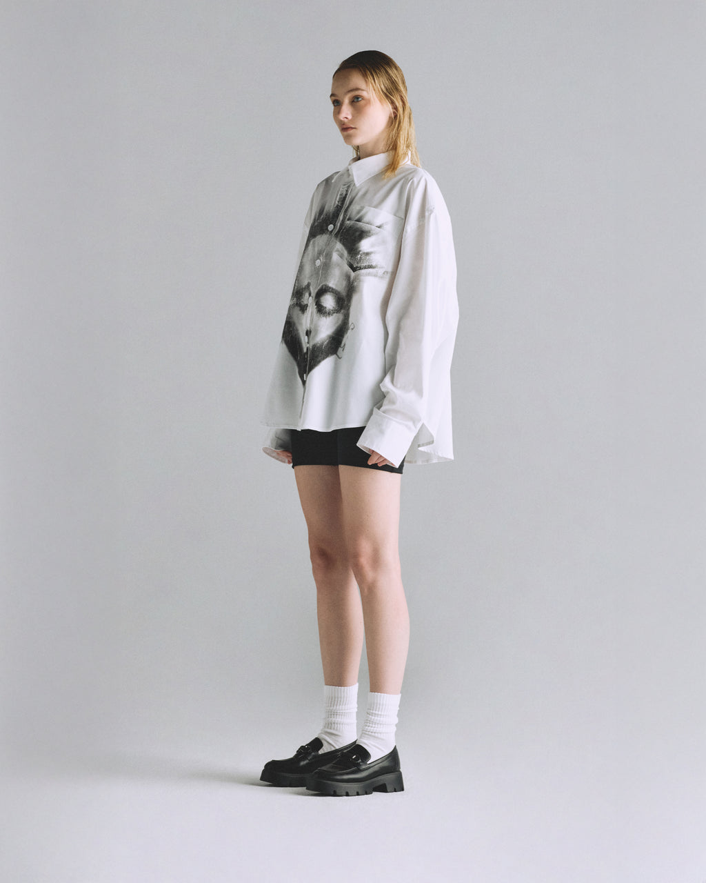 HELIOS FACE LONG SLEEVE BOXY SHIRT BONE