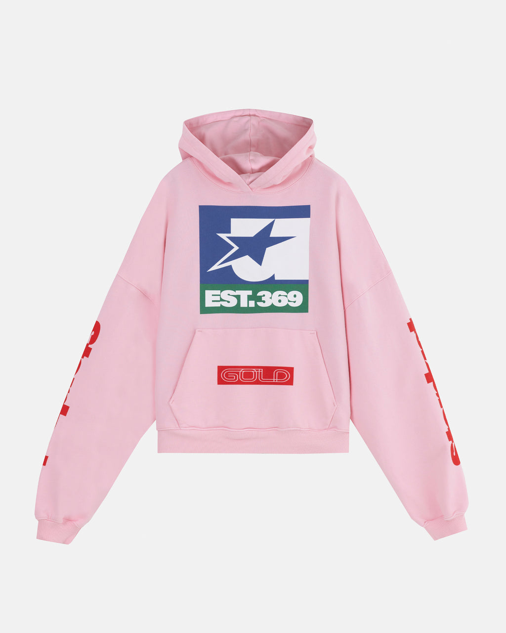 UNDERGOLD  STARDUST SYMBOL BOXY FIT HOODIE PINK