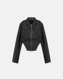 Undergold 94' W Worn Logo Pleather Aviator Jacket Black
