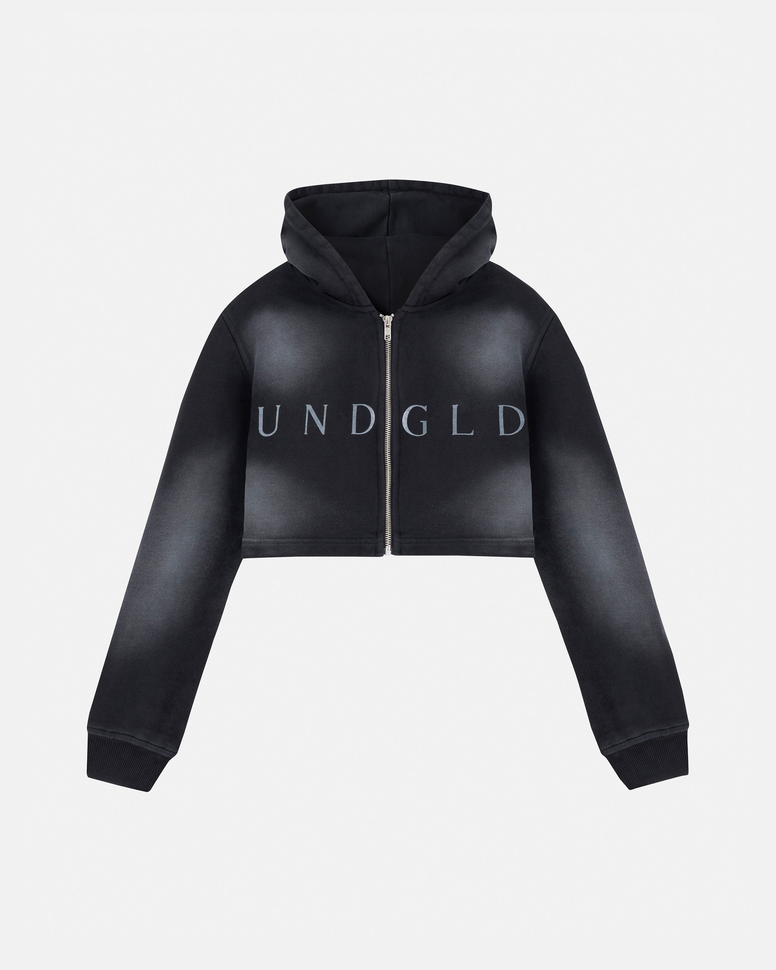 ETERNAL UNDGLD SLIM FIT ZIP UP CROPPED HOODIE SMOKY BLACK
