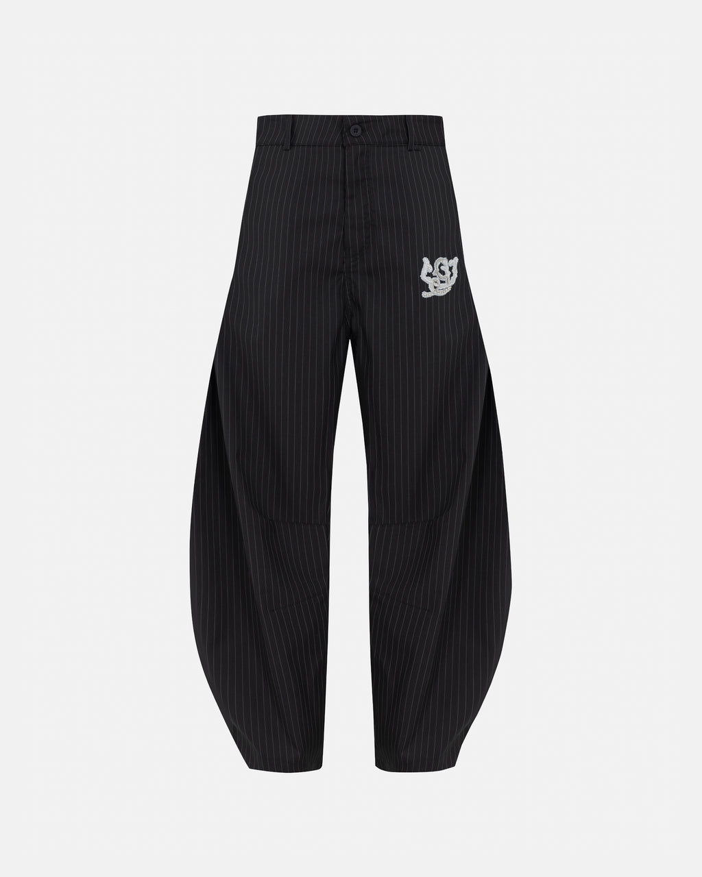THE PATH MONOGRAM BARREL TROUSER BLACK / CHALK LINE