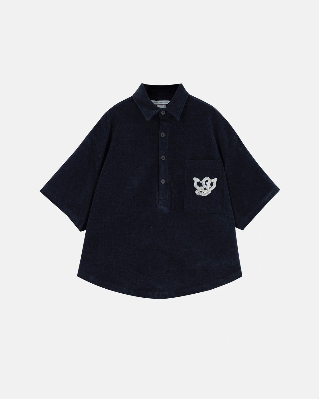 THE PATH MONOGRAM BOXY FIT SHIRT BLUE