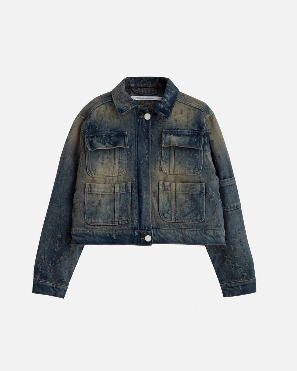 UNDERGOLD W AGNUS DEI UNDRGLD RIPPED JACKET DIRTY BLUE