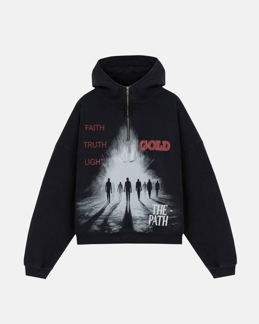THE PATH SOULS HALF ZIP UP HOODIE VINTAGE BLACK