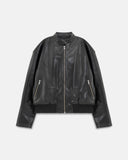 Undergold Spring Worn Logo Biker Jacket Black