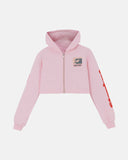 Undergold W Stardust Symbol Slim Fit Zip Up Cropped Hoodie – Pink
