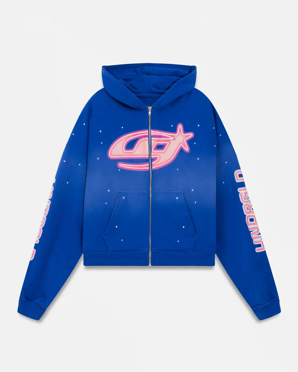 UNDERGOLD - Hoodie Act 1 Neon Zip Up Boxy Fit - Electric Blue