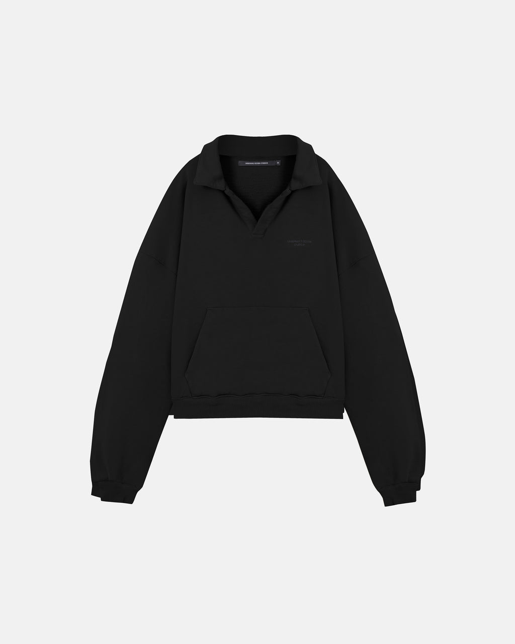 UNDERGOLD BASICS POLO COLLAR BOXY FIT HOODIE – BLACK