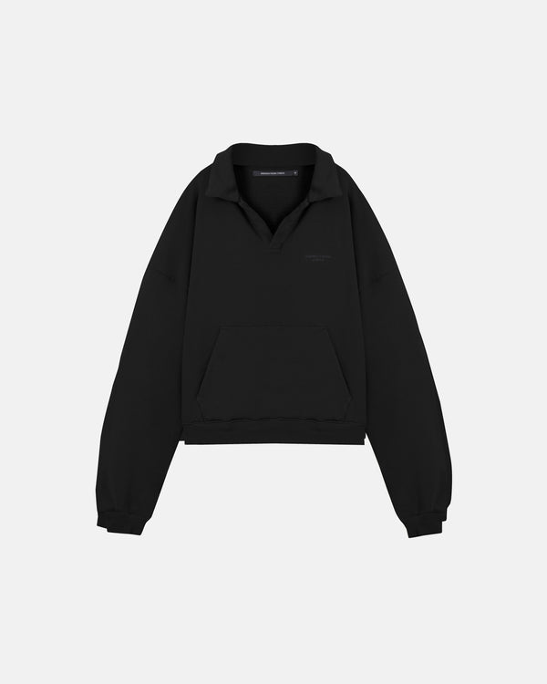 UNDERGOLD - Basics Polo Collar Boxy Fit Hoodie - Black