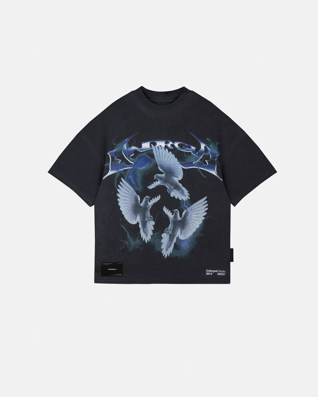 THUNDER RIDER PIGEONS BOXY FIT TSHIRT VINTAGE BLACK