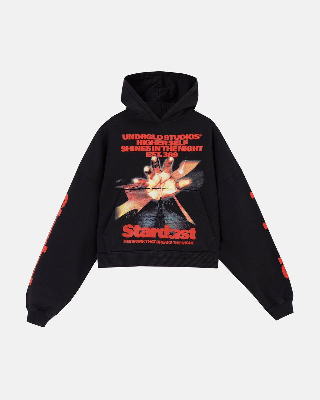 UNDERGOLD W STARDUST RUSH BOXY FIT HOODIE BLACK