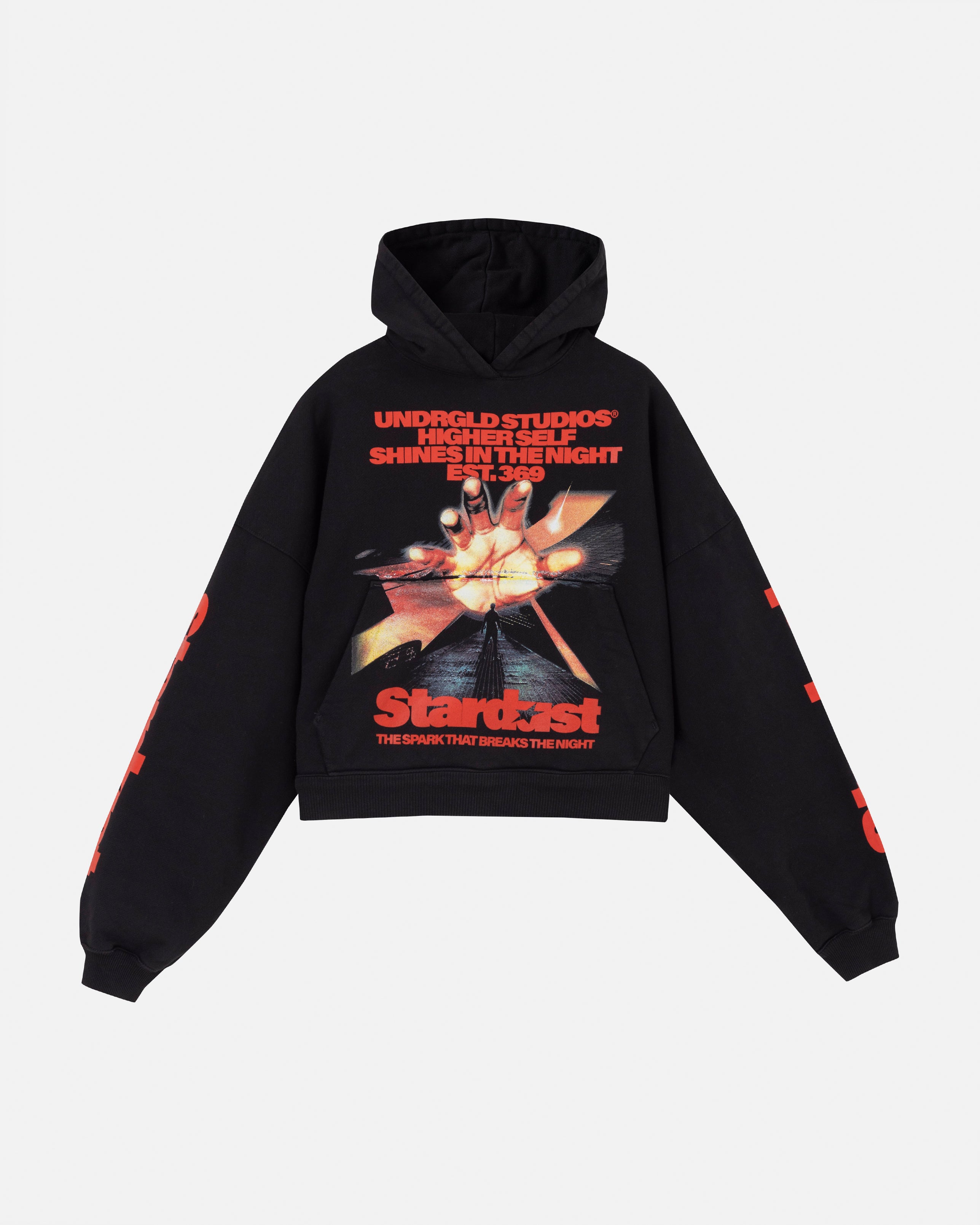 UNDERGOLD W STARDUST RUSH BOXY FIT HOODIE BLACK