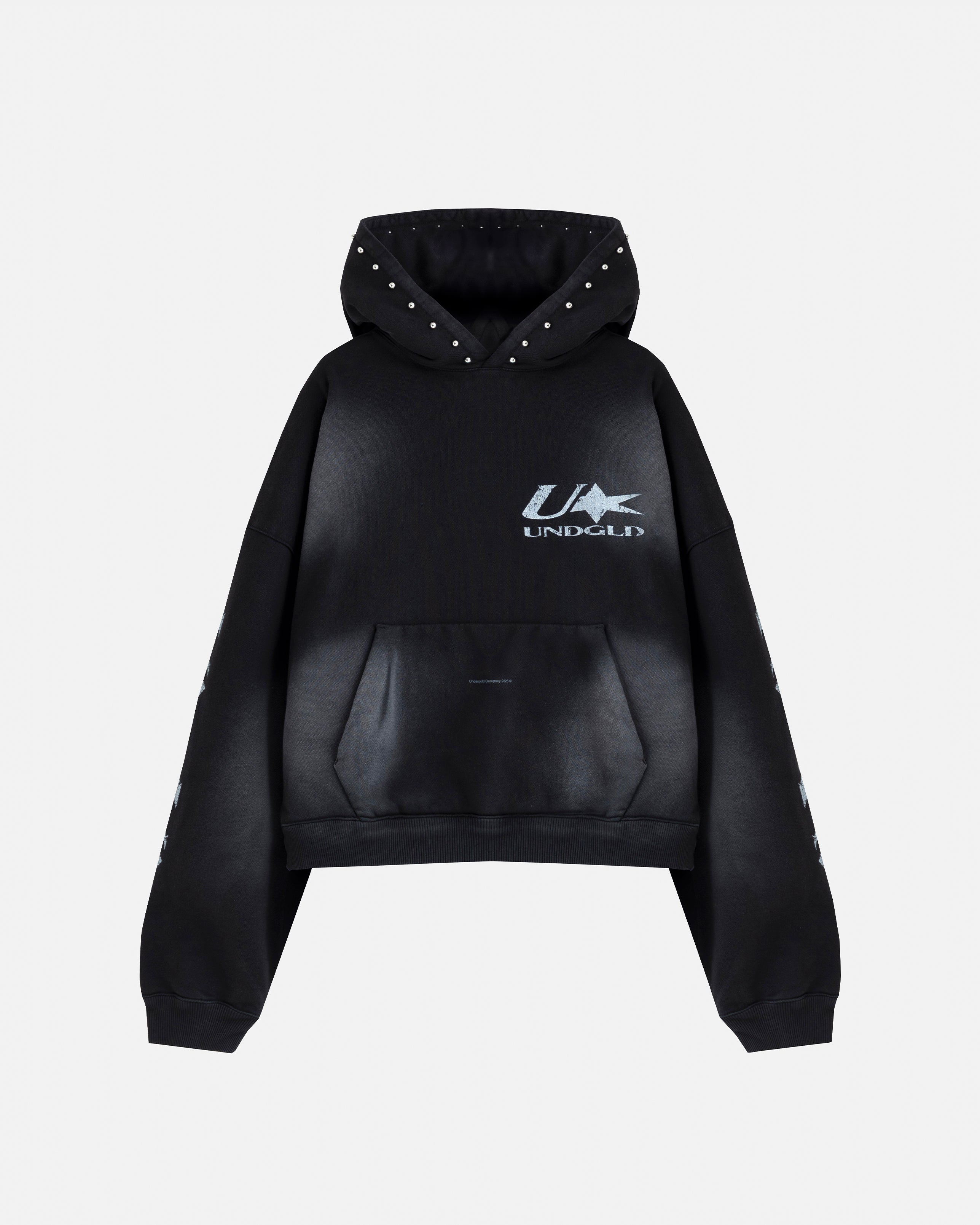 AGNUS DEI U STAR BOXY FIT HOODIE SMOKEY BLACK