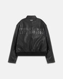 Undergold Spring Worn Logo Biker Jacket Black