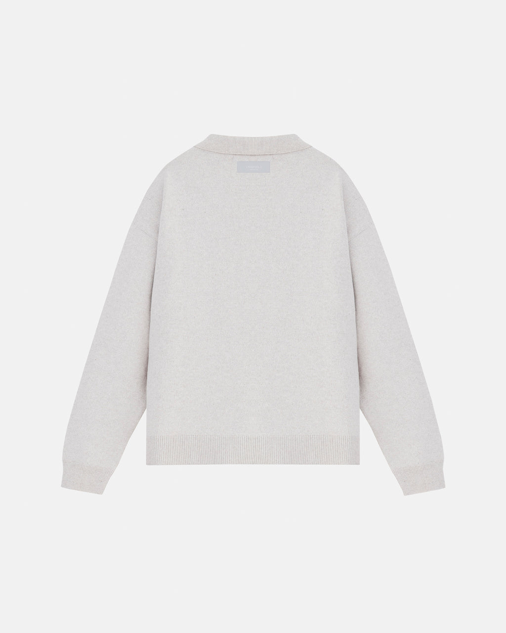 BASICS KNIT ZIP UP LONG SLEEVE POLO SHIRT SEED GRAY